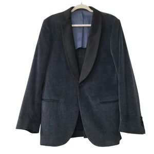 SUITSUPPLY Velvet Blazer Jacket‎ Size IT 94CM US 38L Blue Black Cotton Stretch